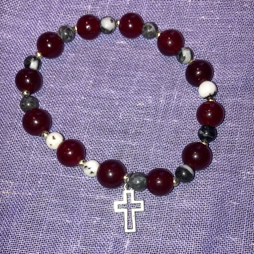 Glass beaded Cross Bracelet